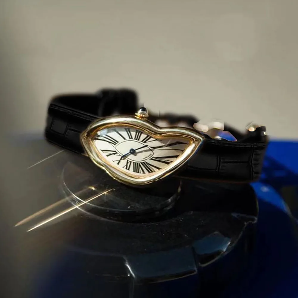 Модные модные римские цифры в стиле хип-хоп часы с витыми абстрактным и искаженным дизайном изогнутые женские