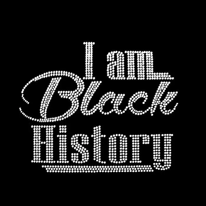 custom I am black history rhinestone heat transfer iron on black lives matter