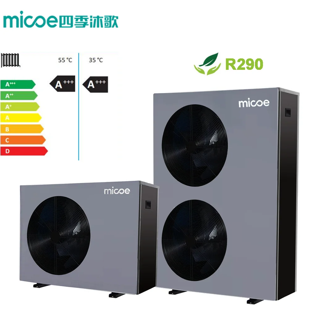 Micoe clean gas R290 air to water dc inverter monoblock A+++ heating cooling hot water heat pumps CE Keymark Germany Poland
