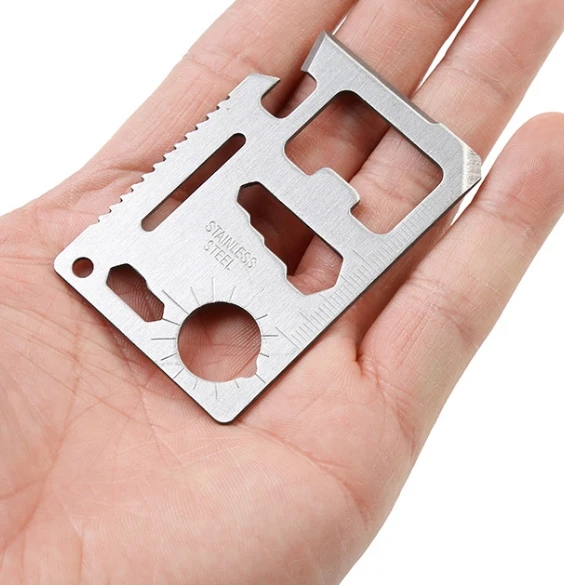 Stainless Steel 11 in 1 Survival Knife Multi Tool Portable Camping Survival Credit Tool Knife Card Outdoor Lifesaving Tool