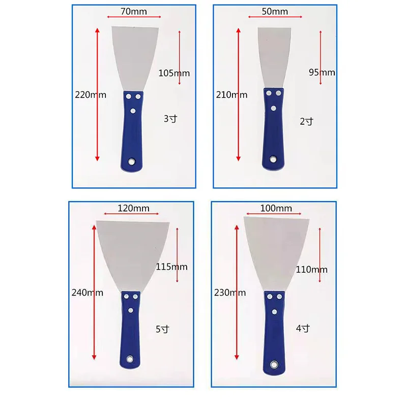Factory supply Stainless Steel drywall scraper set with blue handle