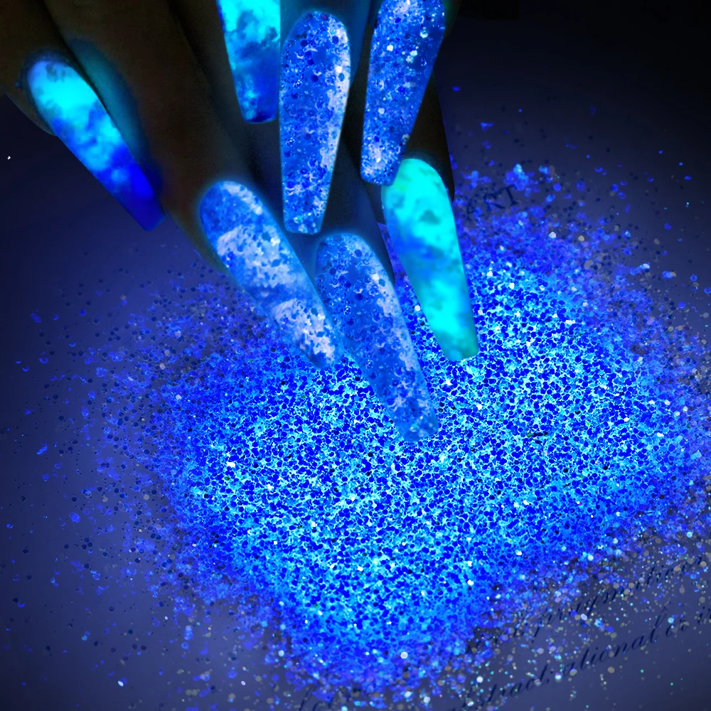 10g/Bag Luminous Nail Glitter Sequin Glow In the Dark Chrome Pigment Dust For UV Gel Manicure Fluorescent Flakes Nail Art Powder
