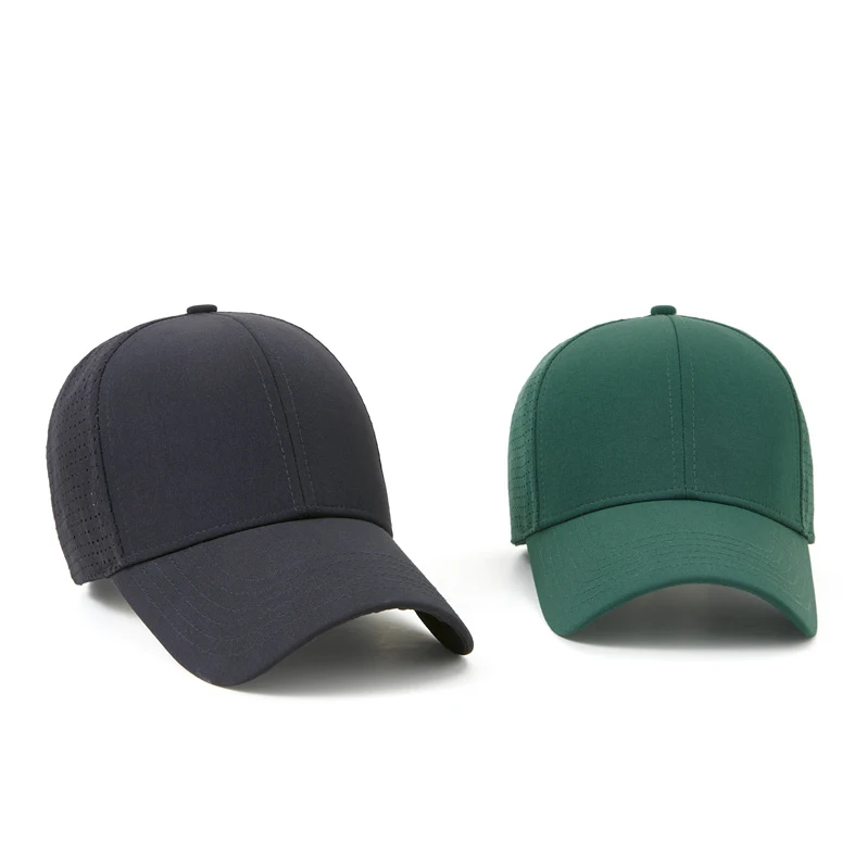 Premium Quality Waterproof Polyester Dry Fit Baseball Caps Laser Cut Hole Perforated Sports Cap For Men