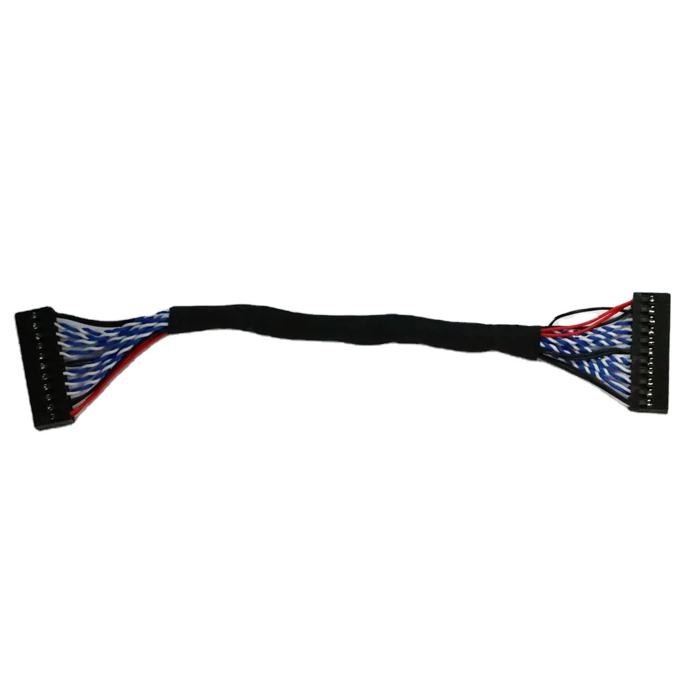 Custom 20 30 40 Pin Connector LVDS Cable for LCD Panel with tab