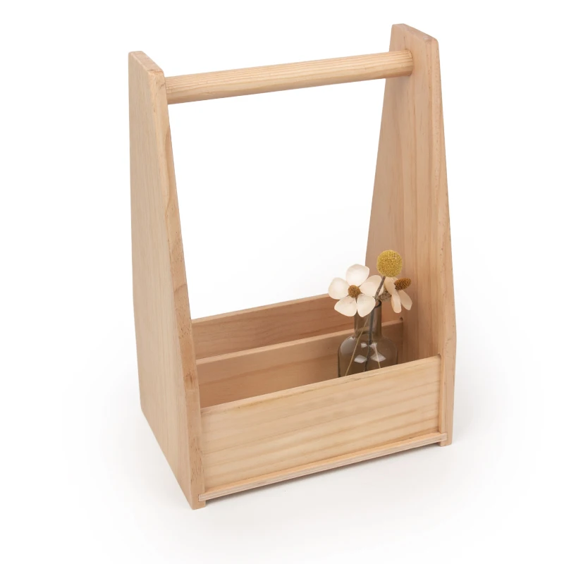 Pub Restaurant Vintage Carrier Wooden beer serving Bucket With Handle Wood Handle Storage Baskets Bar Serving Wooden Beer Rack