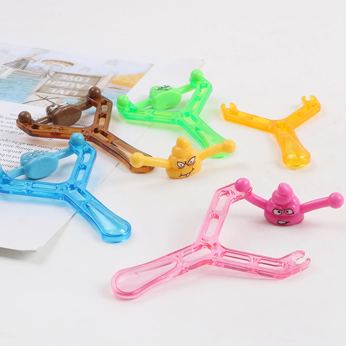 Hot sale Creative funny children tricky Children Vent Stress Relieve Toy Sticky Stool Game Creative Catapult Poop Slingshot Toy