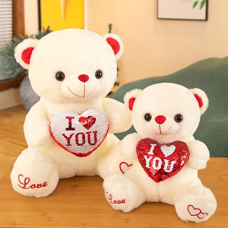 LED Glowing Peluche Stuffed Plush Teddy Love Bear doll Valentine Gifts red heart Teddy Bear Toys for Girls Women