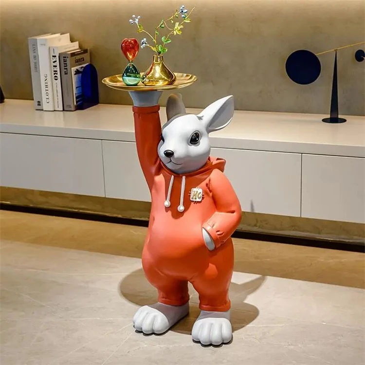 Wholesale Decorative Rabbit Sculpture Country Farm Animal Yard Rabbit Statue Resin Crafts