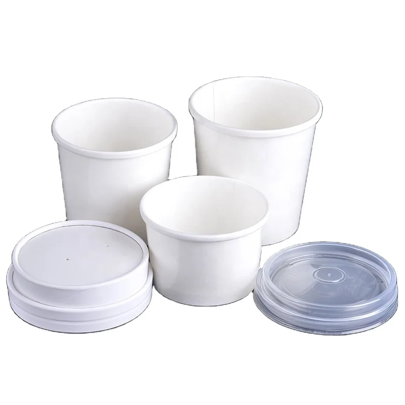 Manufacturer custom logo OEM disposable brown packaging with lid for noodle rice hot food salad soup black kraft paper bowl