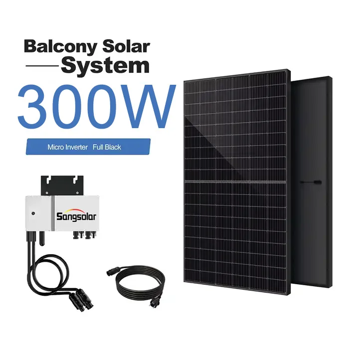 Full Black Pv Panel System 1000W Balcony Power Plant 300W 400W Glass Mono Solar Panel Pv System