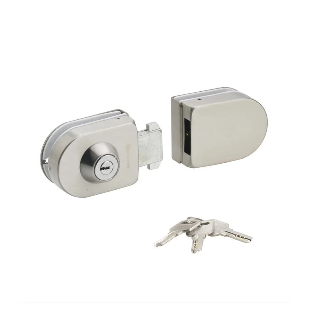 Modern office entrance security glass center lock with keys