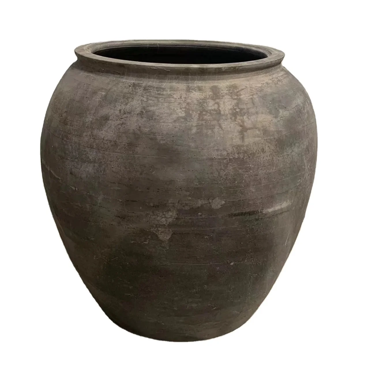 Antique vintage grey luxury indoor outdoor decoration hand made terracotta pots round decor pottery vase
