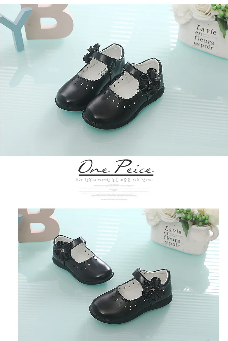Flower decorated girls  mary jane shoes breathable big kids princess shoes girls school shoes