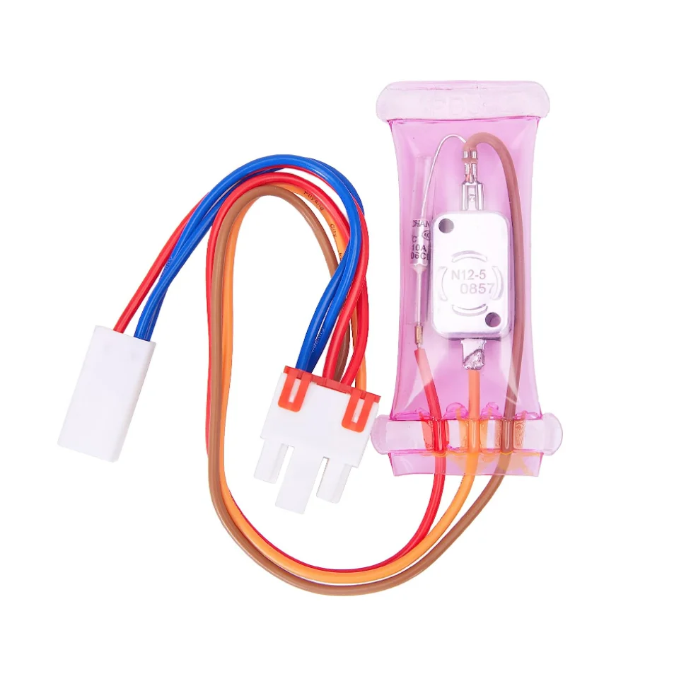 OEM N12-5 Refrigerator Parts Bimetal Defrost Thermostat with 72 Degree Fuse Tube, Fridge Bimetal Sheet Three Wire