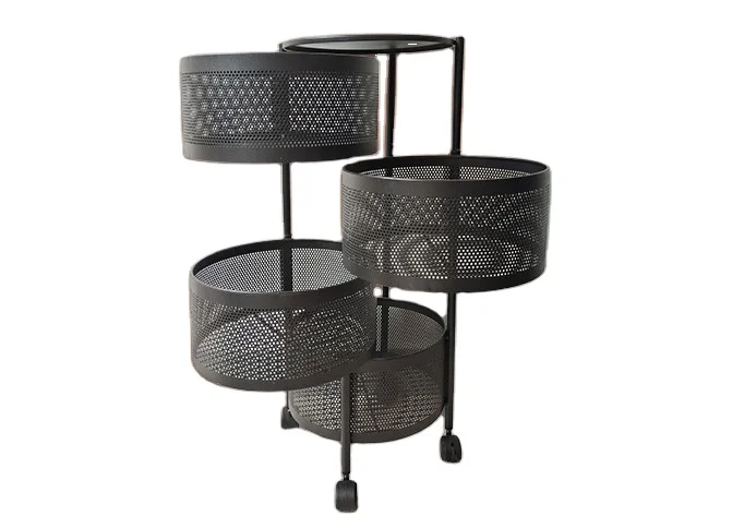 Factory supplier price rotating multi-layer Kitchen Storage Shelf 5-tier Storage Rotating Trolley