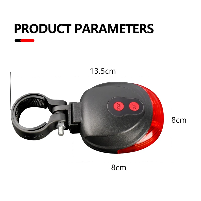 High-Intensity Ultra-Bright Bike 5led Light Bike Warning Light Waterproof Bike Flashing Taillights