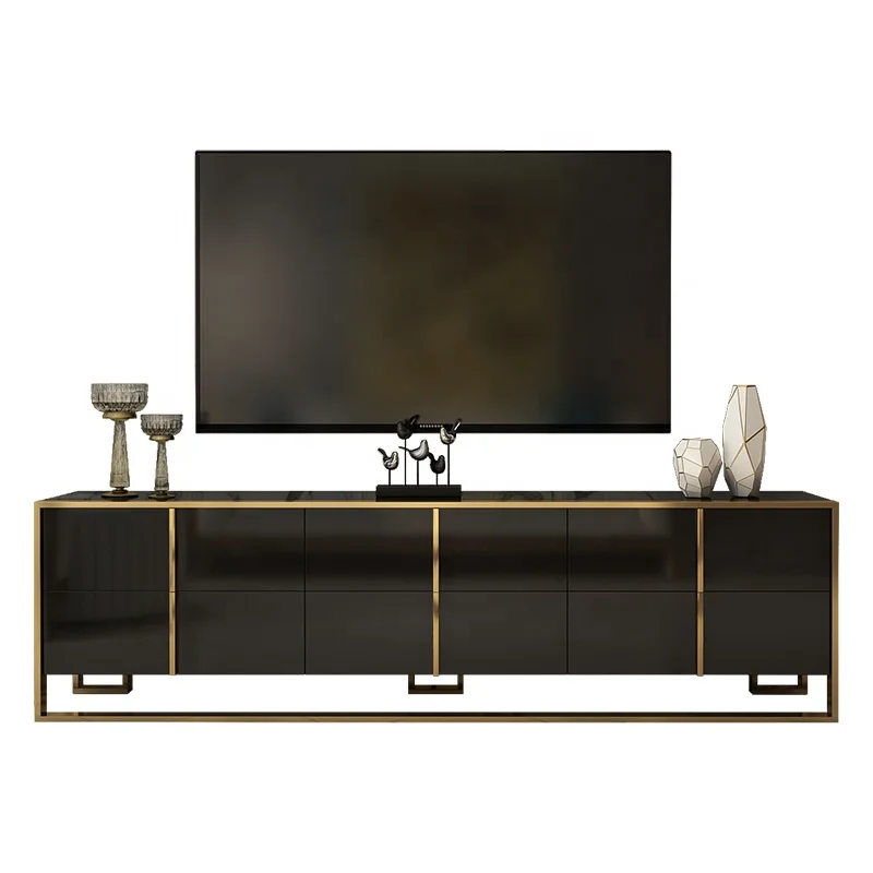 Modern light luxury black and white TV cabinet hotel apartment living room furniture