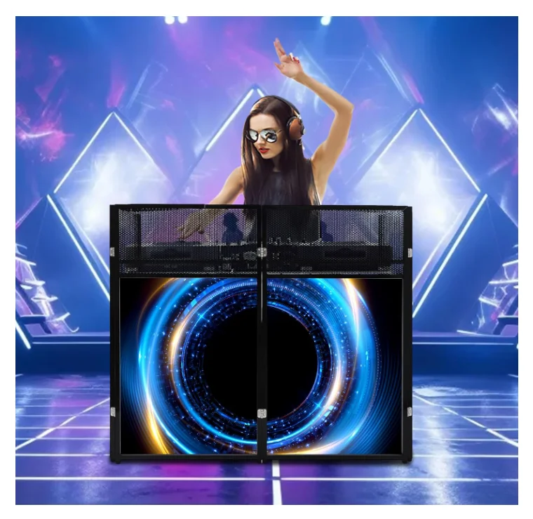 Stage White and Black Scrims DJ Table Station DJ Event Facade with Carry Bag Party Home DJ mobile Disco Booth Stand System