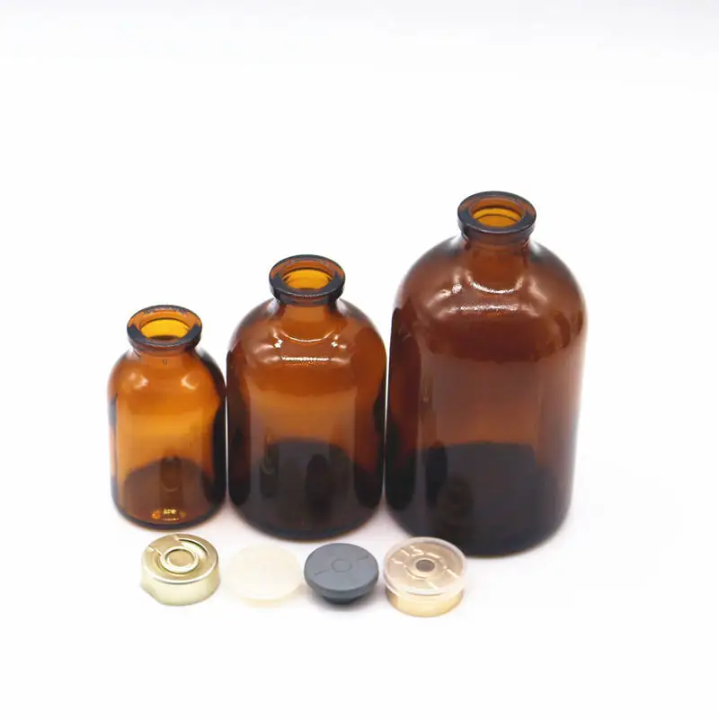 Hot Sale 50ml Amber Moulded Injection/Serum Glass Vials for Antibiotics USP Type I II III