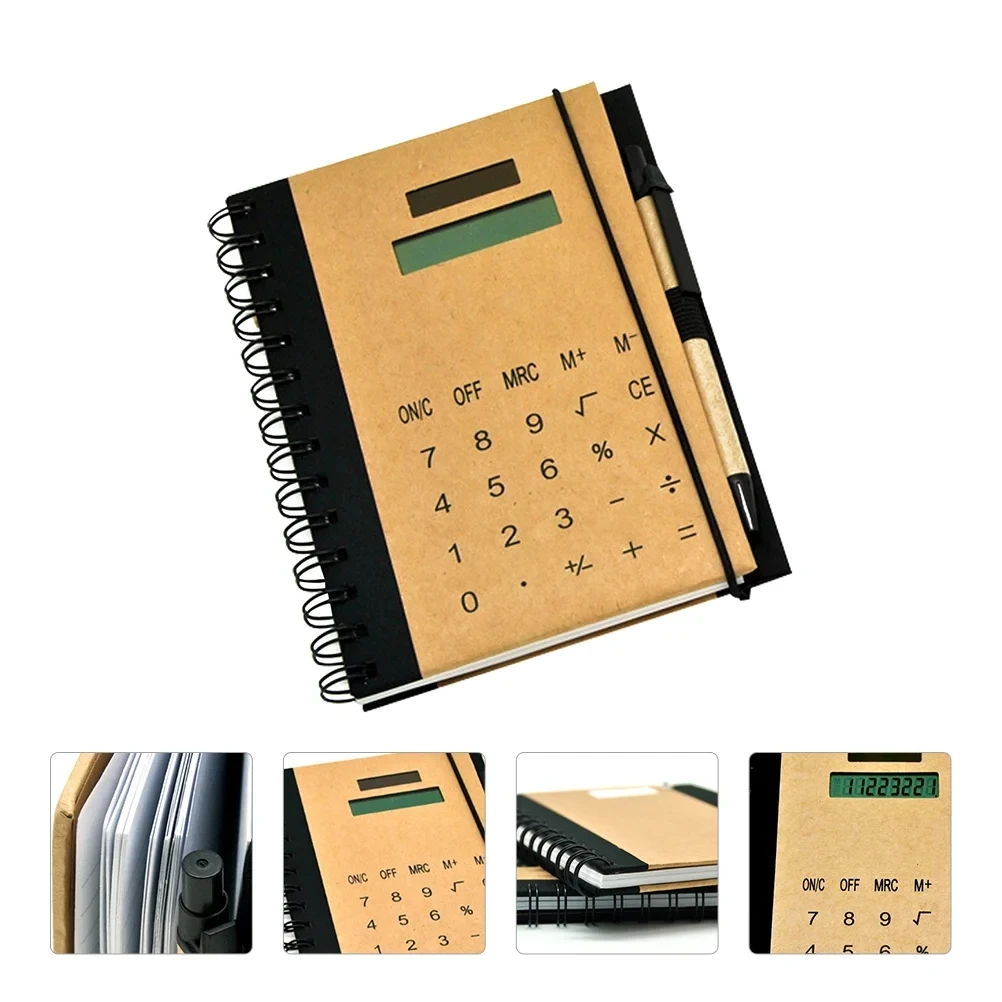 Multifunctional Spiral Notebook with Pen and Solar Calculator Notebook 18 * 13 CM/7.09 * 5.12Inch Office Business Diary Notepad