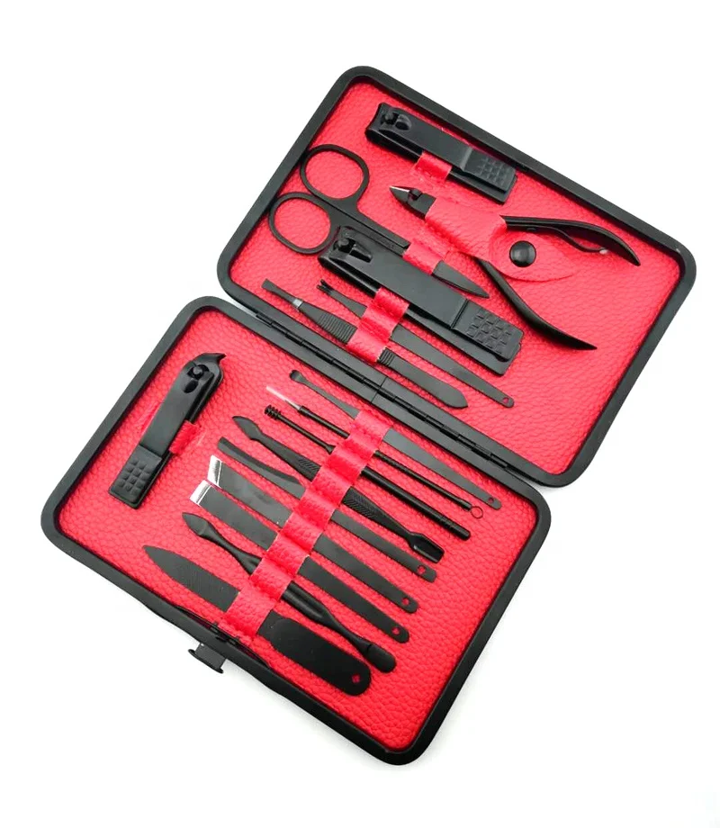 Stainless Steel Nail Tool Professional Grooming Kit Nail Tools with Luxurious Travel Case 16Pcs Manicure Pedicure Set