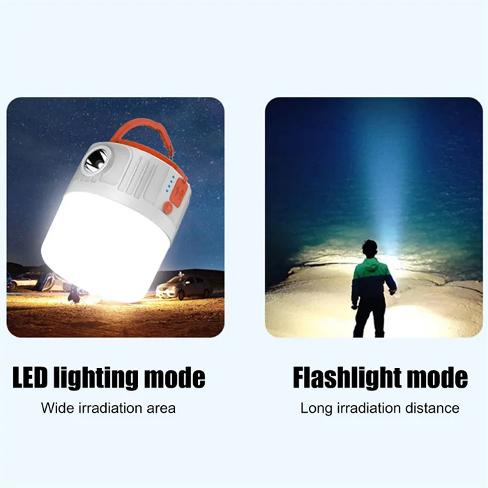 Waterproof Outdoor Rechargeable Emergency Power Bank Torch Light Solar Camping Lantern Light Camping Lamp With Hanging