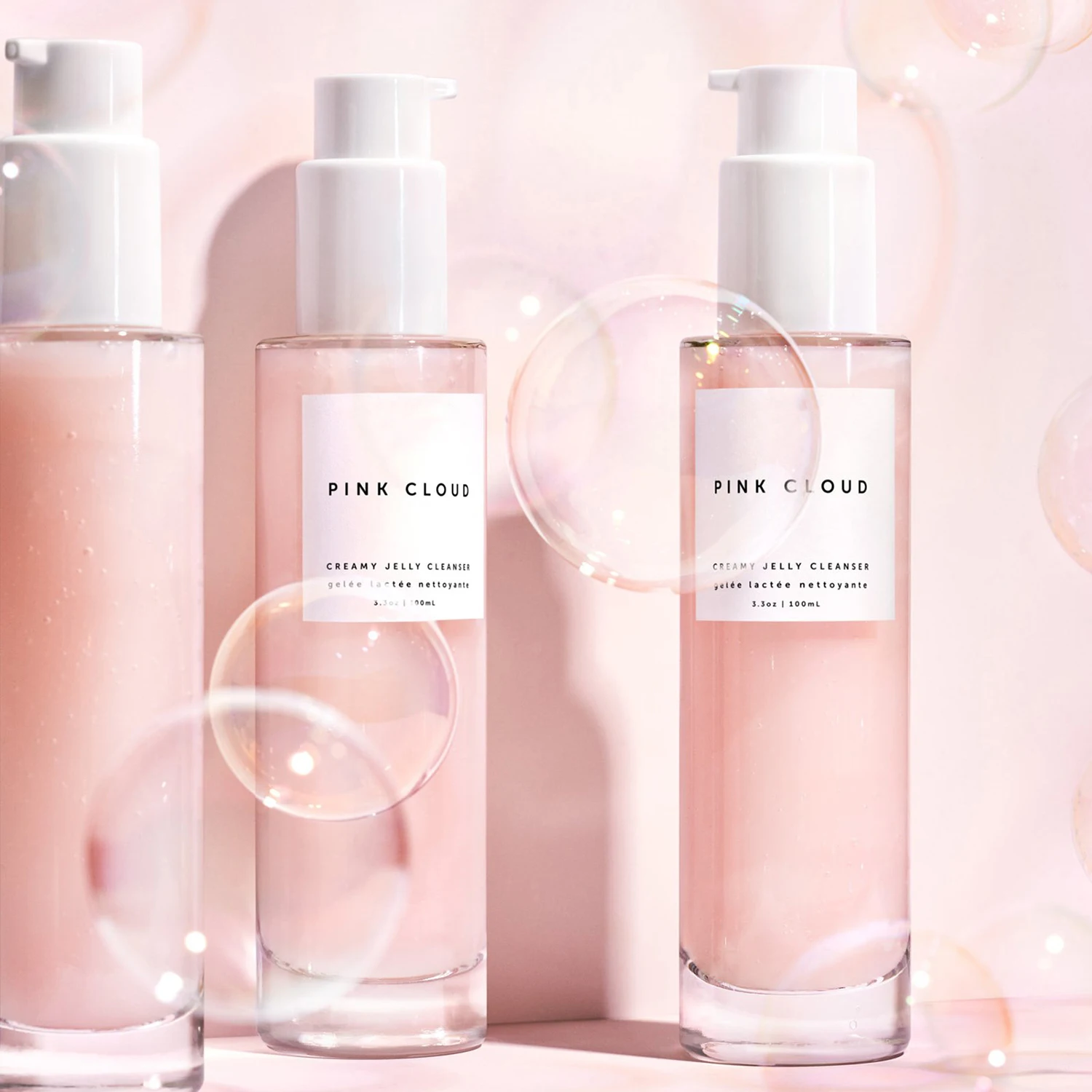 
QQLR Private Label Natural Pink Cloud Rose Water Creamy Jelly Facial Cleanser 