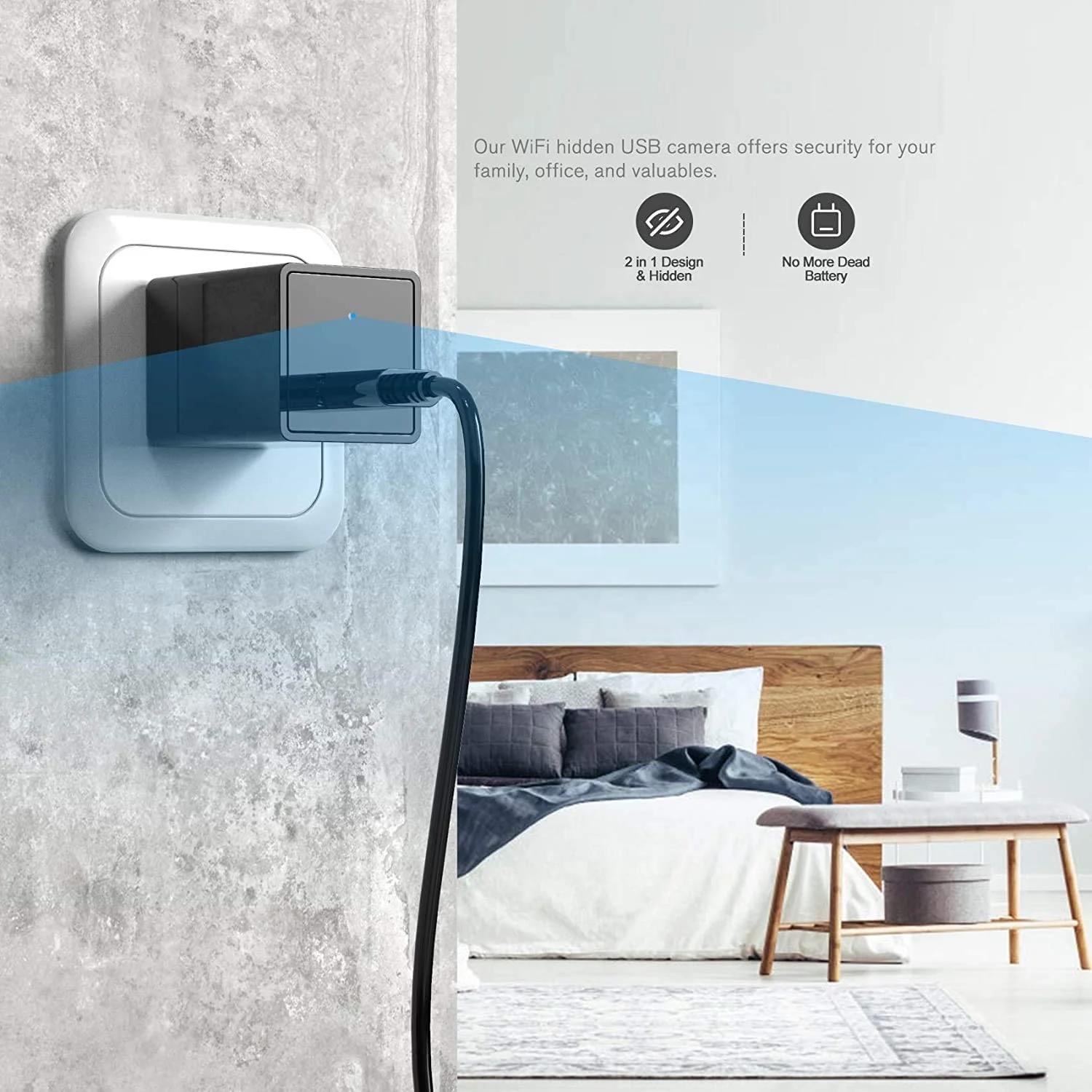 Profitable Model  Wifi Smart Charger Camera Full HD 1080P Phone Charger Camera,Spy Camera with  Audio for Baby Care