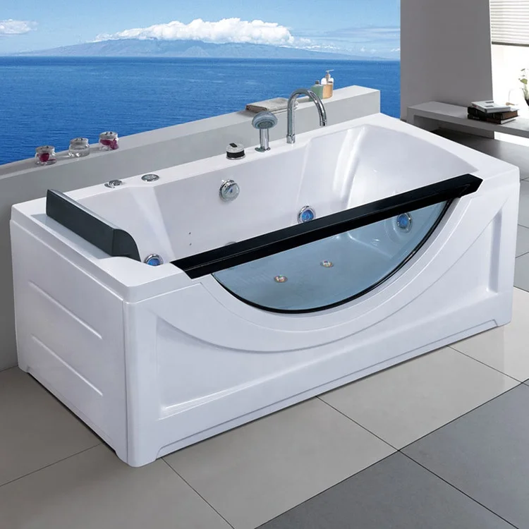 Cheap two persons rectangular adult acrylic hot massage china whirlpool bathroom bathtub portable