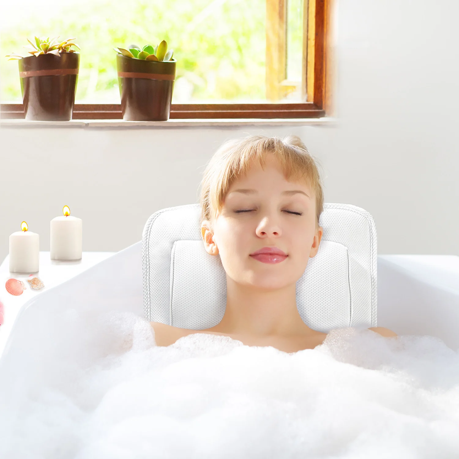 New Design Comfortable 4d Bath Pillow Anti Slip With Suction Cup Bath Pillow For Bathtub