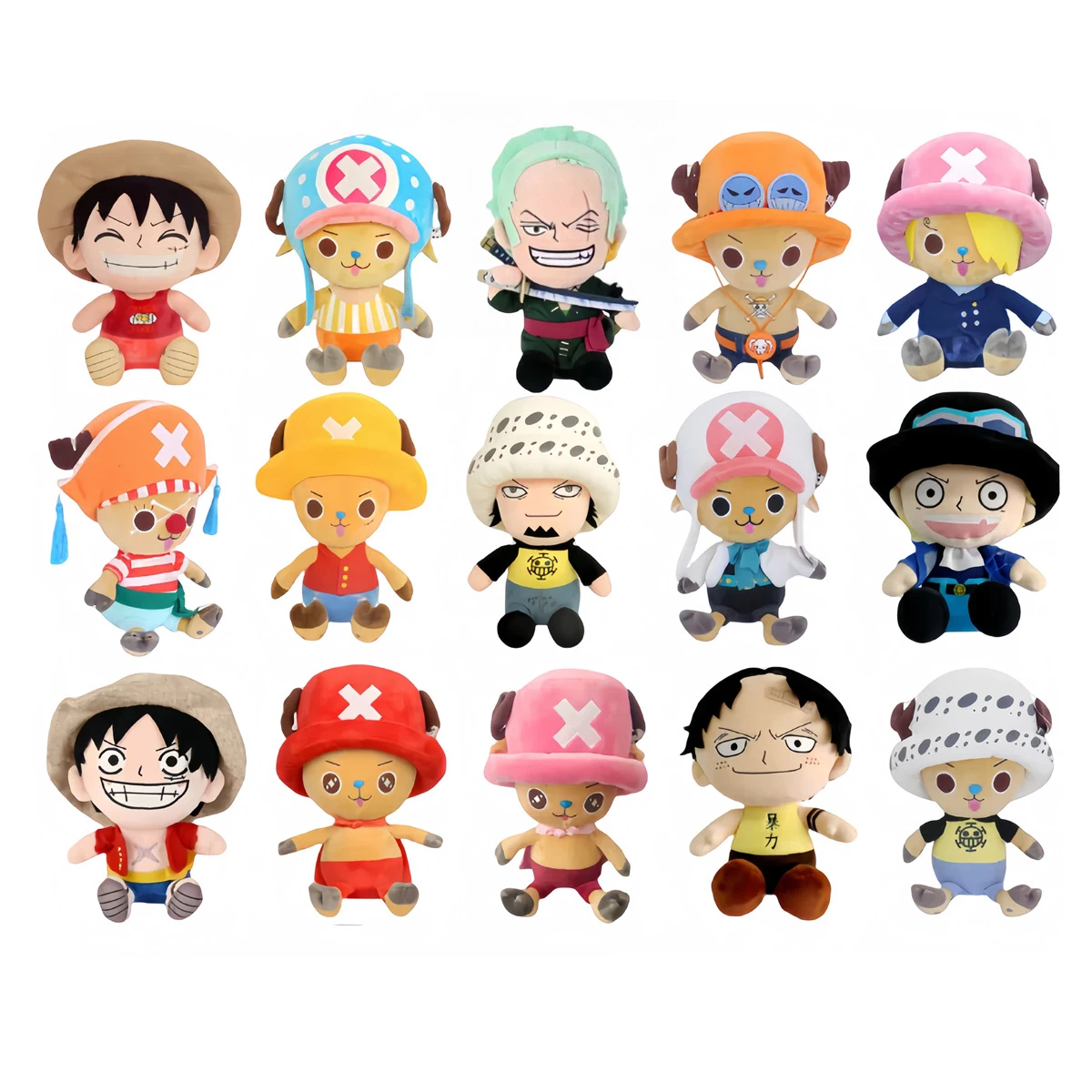 28 Styles 25cm Anime Stuffed Plush Toys One Pieced Roronoa Zoro Sabo Luffy Chopper Whale Merry Raab Soft Dolls