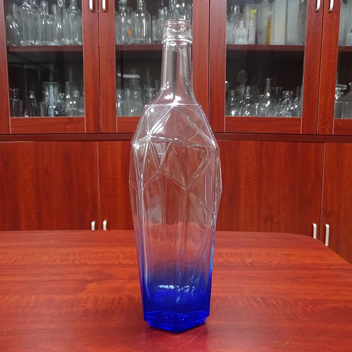 Wholesale Blue Vodka Whiskey Glass Liquor Bottle 700ml Manufacturing