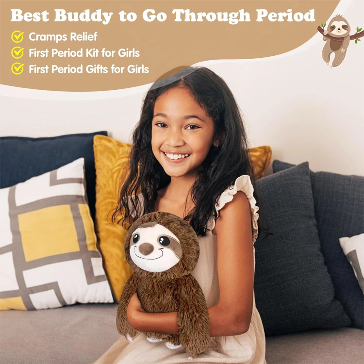 Trending Products 2024 New Arrivals Animals Sloth Plush Microwavable Stuffed Animal Heated Pad for Cramps