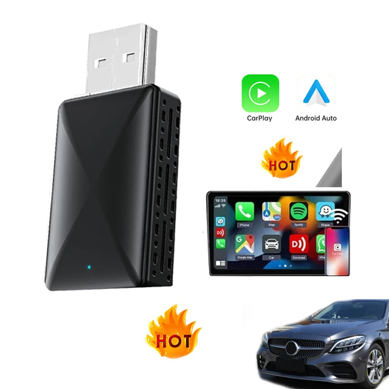 Factory OEM 2in1 High-end Wireless Carplay Android Auto Dongle 5.0 Wired to Wireless Universal USB carplay Adapter CP500 PK 2Air