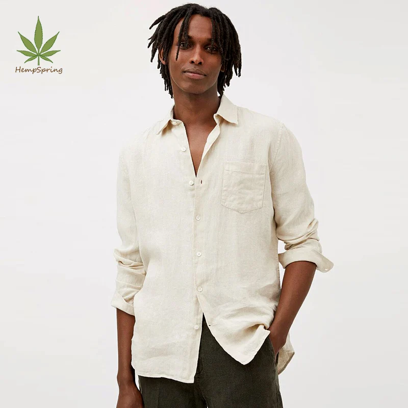 custom Shirts for men linen shirts men casual men linen biodegradable shirt long sleeve camisas pure linen plain button camisas