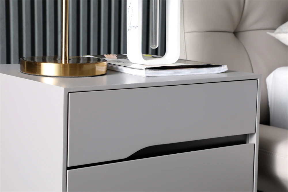 bedroom furniture wholesale rustic farmhouse natural wood bedside table nightstand with rattan drawers