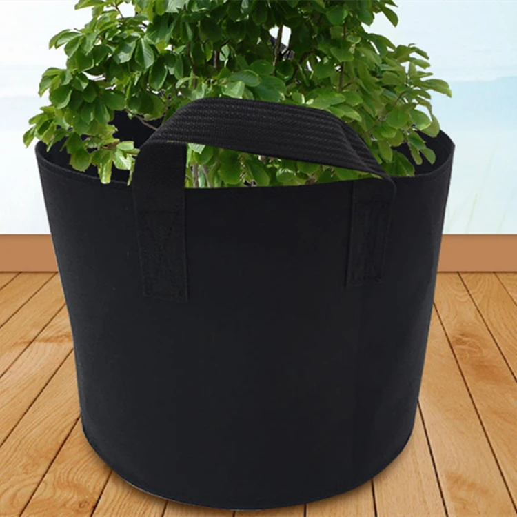 Vegetable Grow Bags Logo Customization Grow Pots Factory Outlet 1 - 400 Gallon Plant Fiber, Non-woven Fabric Tree Planting Black