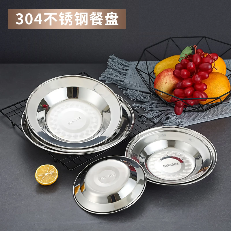 Wholesale Thai style food tray stainless steel round food plate