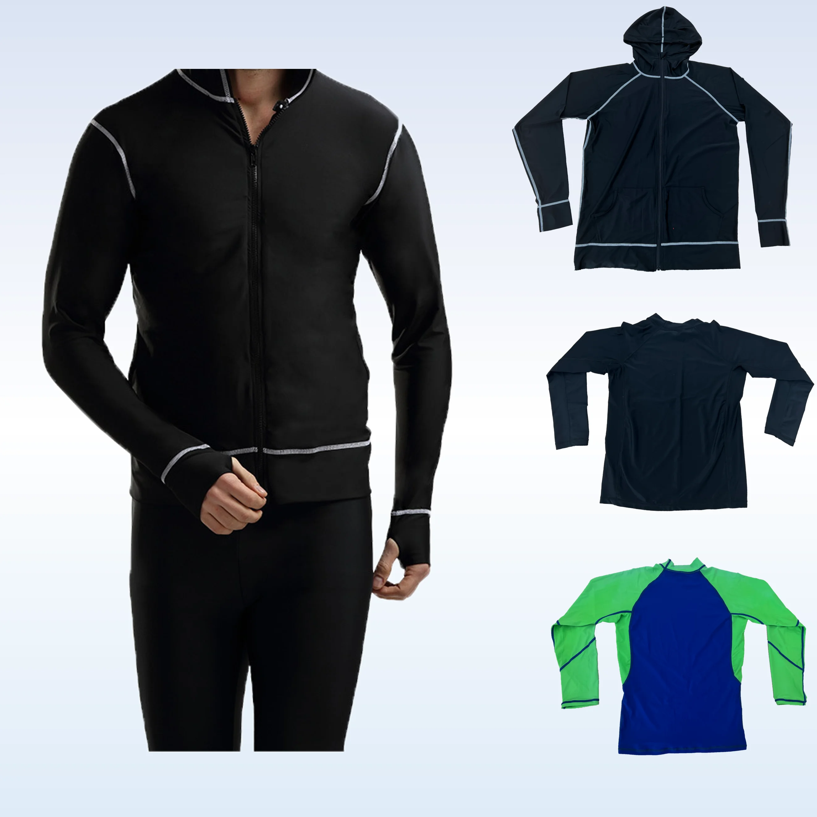 Wholesale Breathable Quick Dry Fitness stretch sports Wear Long-Sleeved Hooded T-shirts For Men