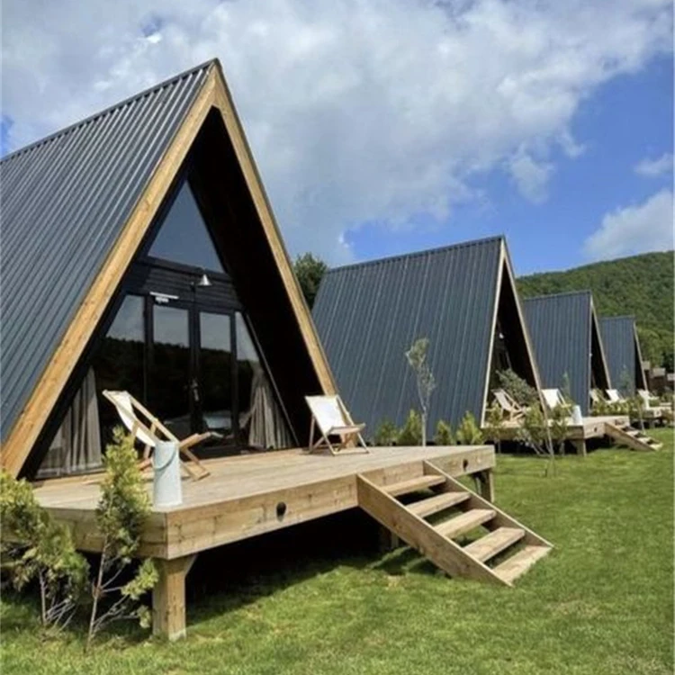 Prefabricated building quick installation light steel villa glass house price triangle roof