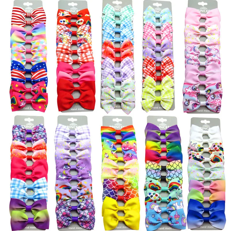 Mylulu High Quality Grosgrain Ribbon Bows With Clips Girl Pinwheel Hair Bow For Kids Hair Accessories