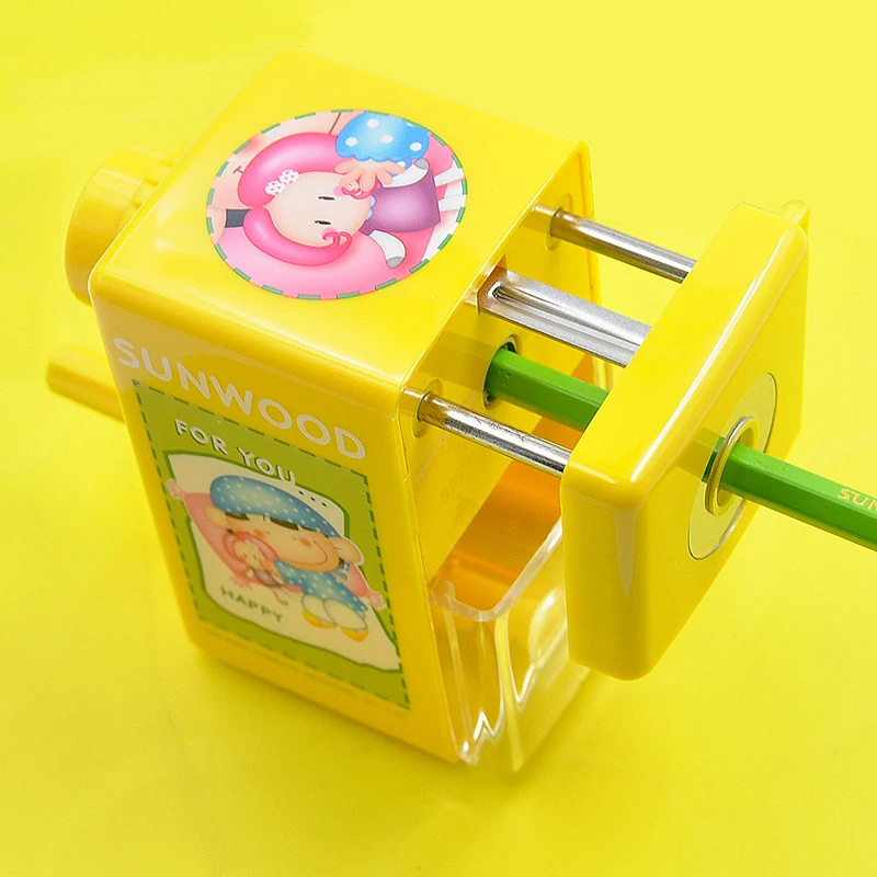 SUNWOOD Manual Pencil Sharpener Machine Plastic for Classroom Kids School Office and Teacher Supplies 5199 Yellow