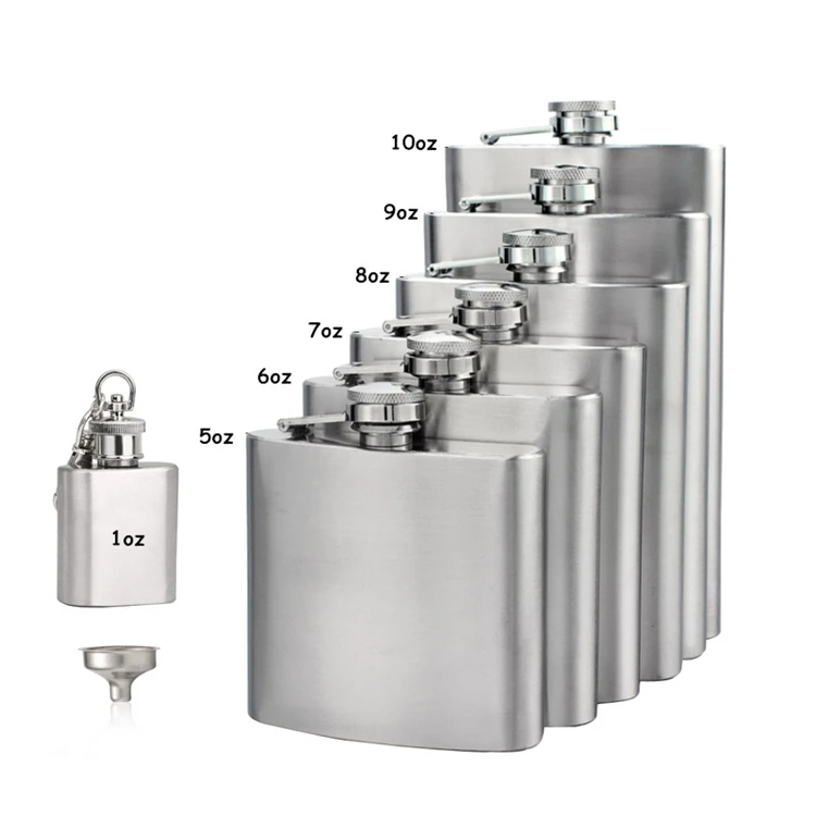 1 4 5 6 7 8 9 10 oz Stainless Steel Hip Flask with Funnel Pocket Hip Flask Alcohol Whiskey Hip Flask Screw lid