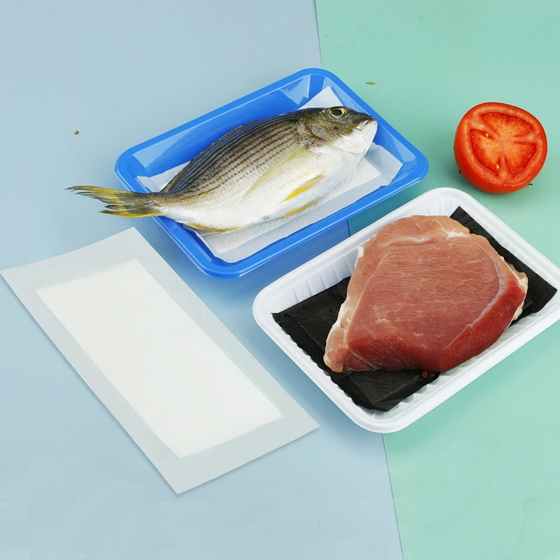 Meat Pad Food Grade Blood Liquid Absorbing Packing Fish Absorbent Tray Packaging Disposable 7 Days White, Black 40ml 160x80mm