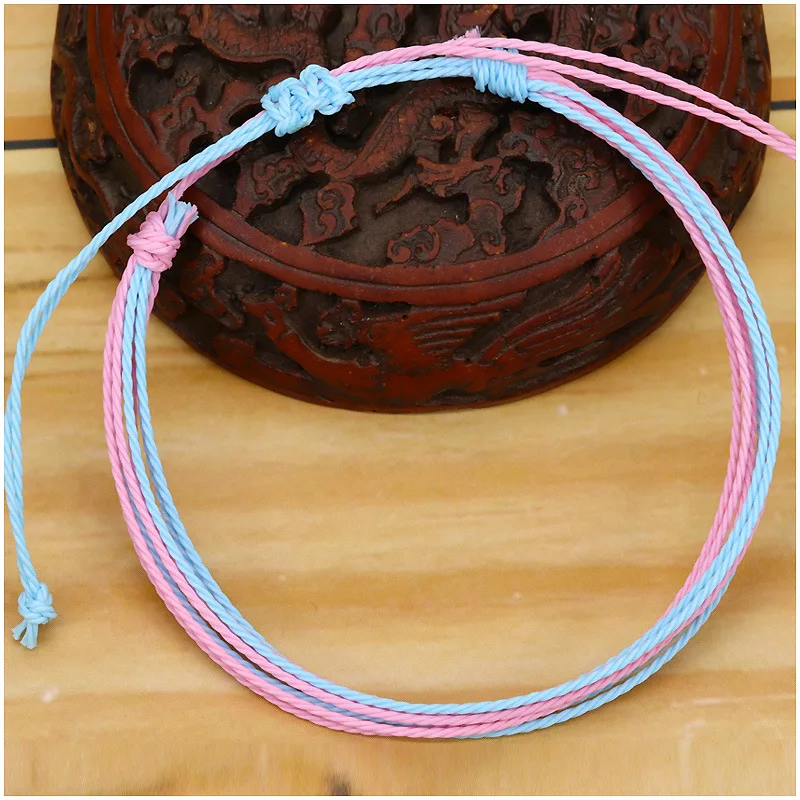 Wholesale 56 Colors Handmade Wax String Bracelet Simple Waterproof Knotted 9 Pcs Strings Friendship Bracelets For Holiday