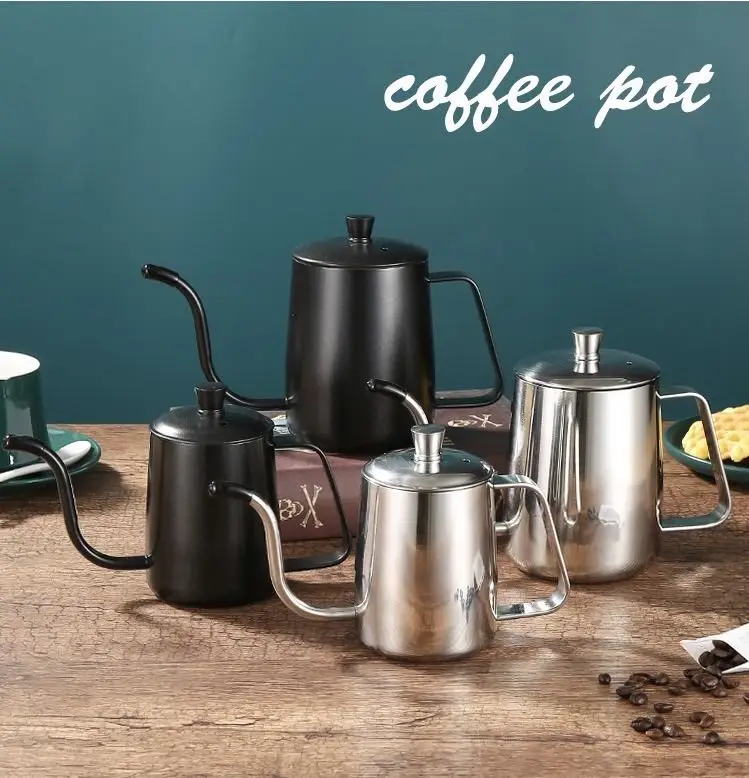 Small 20 OZ Black Pour Over Gooseneck Coffee Kettle Stainless Steel Long Narrow Spout Pots Drip Coffee Maker Kettle