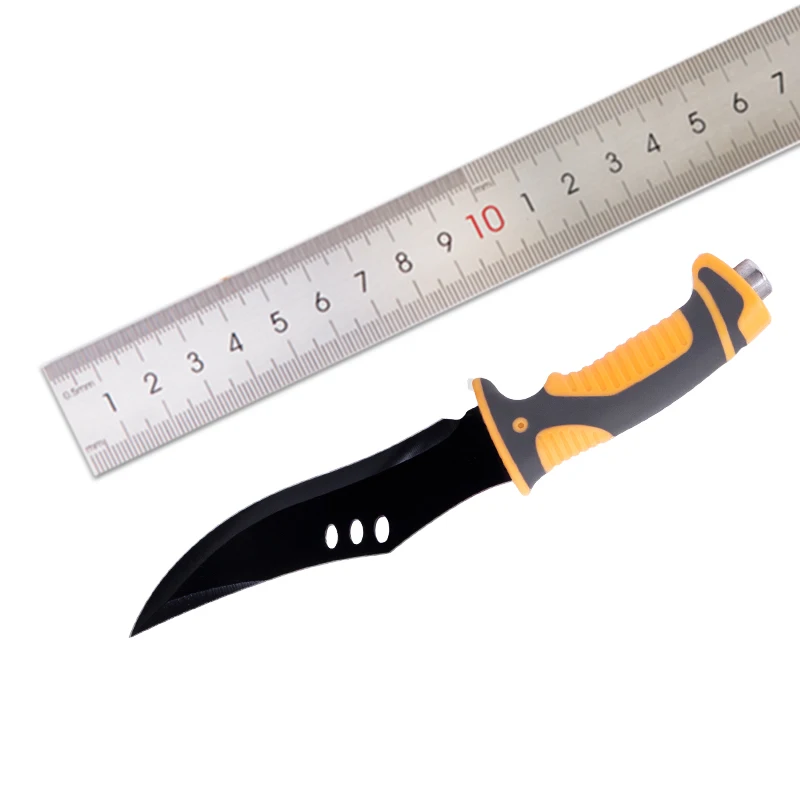 Outdoor hiking survival camping use tactical fighting knife fixed blade bushcraft knife hunting with rubber handle