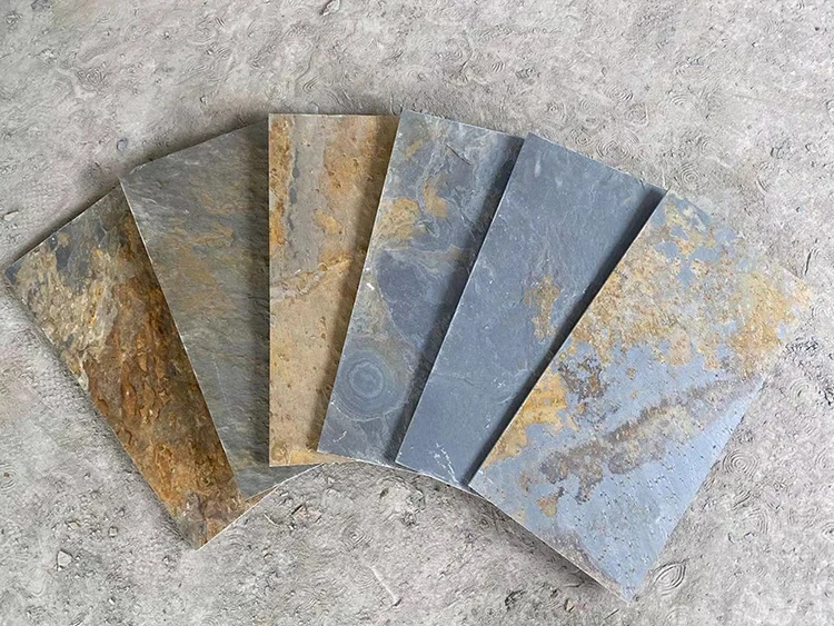 Villa Courtyard Floor Tiles Rust Blue Natural Antique Cultural Stone for Outdoor Terrace Non-Slip Bathroom Hotel Applications