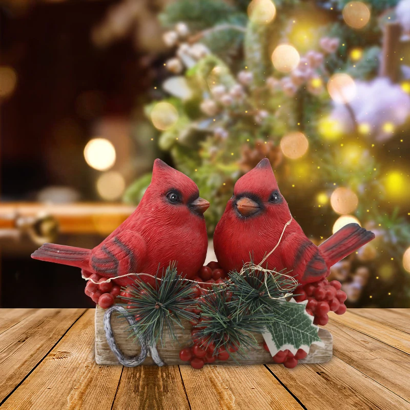 Cardinal Figurines Red Bird Cardinal Gifts for Home Decor and Outdoor Cardinal Gifts Cardinal Bird Decorative With Solar Lights