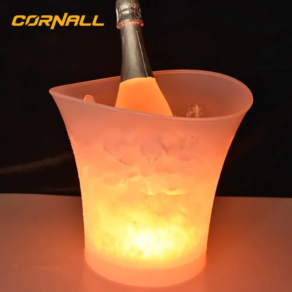 6 Bottles Champagne Bar Ice Barrel LED Luminous Beer Wine Bottle Led Rechargeable Acrylic Ice Bucket